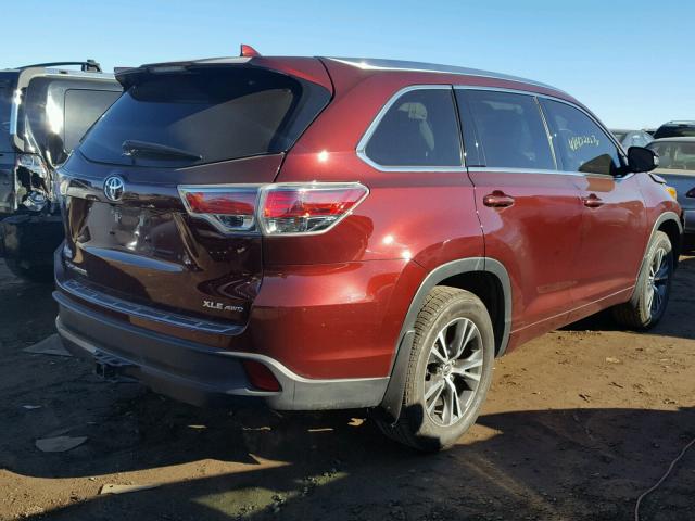 5TDJKRFH7GS293418 - 2016 TOYOTA HIGHLANDER BURGUNDY photo 4