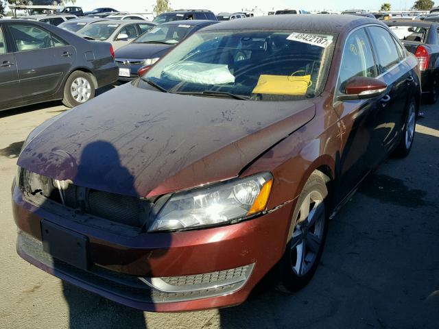 1VWBP7A34CC065150 - 2012 VOLKSWAGEN PASSAT SE MAROON photo 2