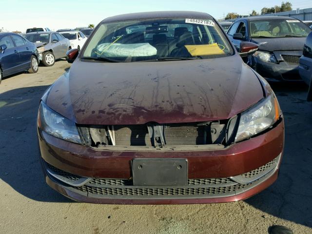 1VWBP7A34CC065150 - 2012 VOLKSWAGEN PASSAT SE MAROON photo 9