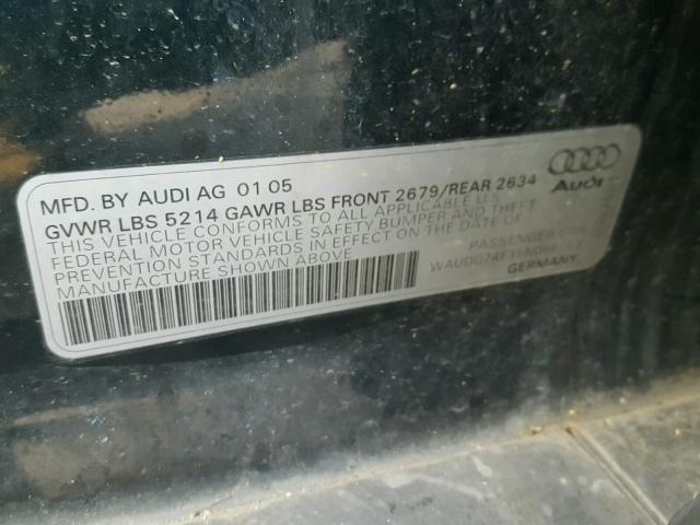 WAUDG74F35N088263 - 2005 AUDI A6 3.2 QUA GREEN photo 10