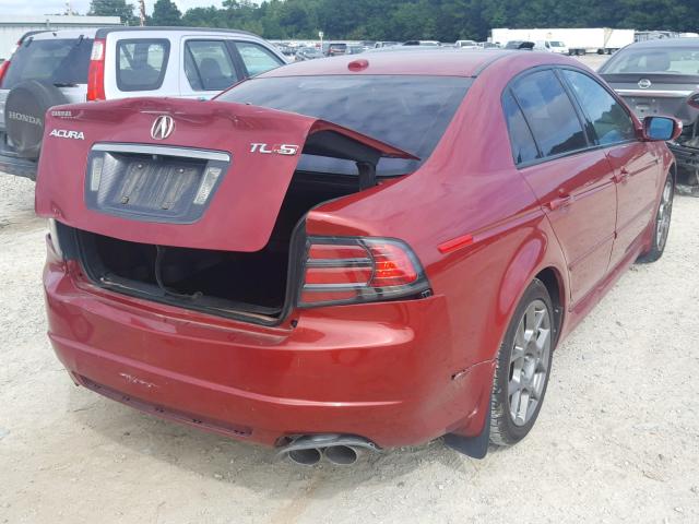 19UUA76538A006375 - 2008 ACURA TL TYPE S RED photo 4