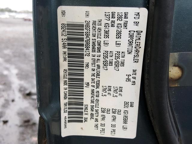 2A8GF68476R684172 - 2006 CHRYSLER PACIFICA T BLUE photo 10