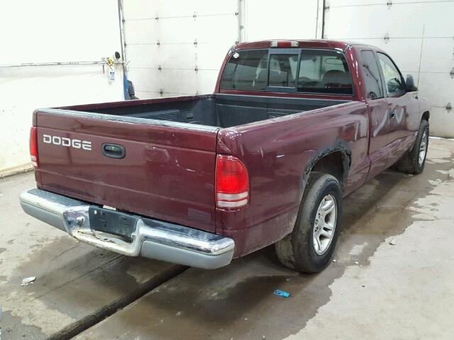 1B7GL22XX1S143118 - 2001 DODGE DAKOTA MAROON photo 4