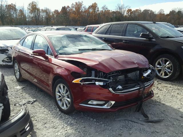 3FA6P0HD8HR103200 - 2017 FORD FUSION SE RED photo 1