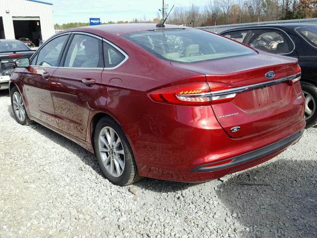 3FA6P0HD8HR103200 - 2017 FORD FUSION SE RED photo 3