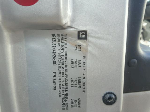 1G1ZU57N47F248486 - 2007 CHEVROLET MALIBU LTZ 银色 照片 10