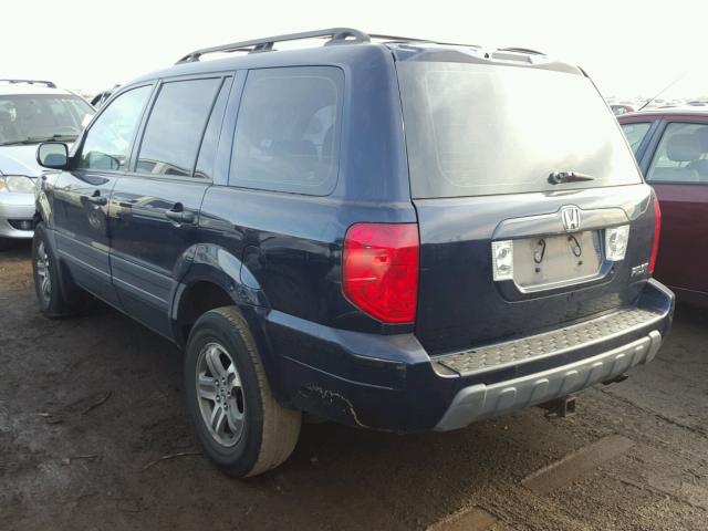 2HKYF18194H562198 - 2004 HONDA PILOT LX BLUE photo 3