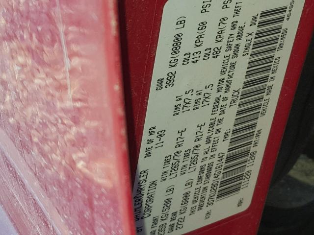 3D7KU28D14G161447 - 2004 DODGE RAM 2500 S RED photo 10