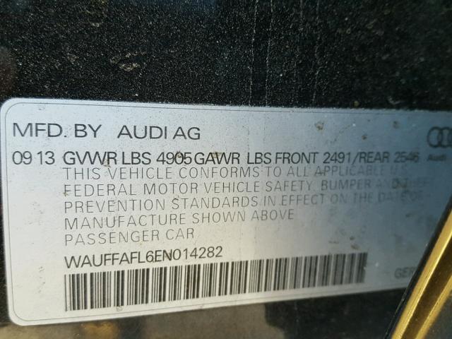 WAUFFAFL6EN014282 - 2014 AUDI A4 PREMIUM BLACK photo 10