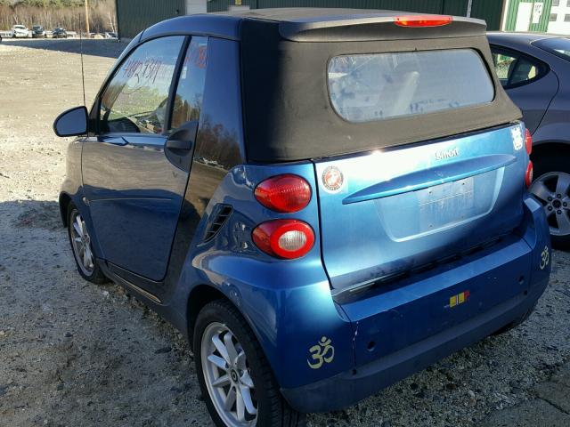 WMEEK31X98K161428 - 2008 SMART FORTWO PAS BLUE photo 3