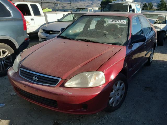 1HGEJ6670XL002545 - 1999 HONDA CIVIC LX RED photo 2