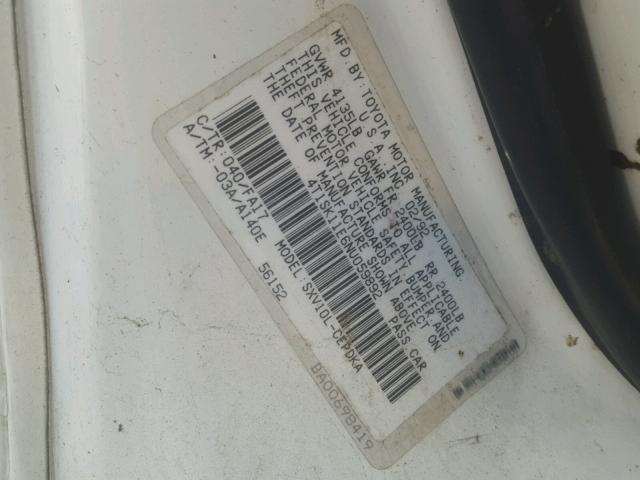 4T1SK11E6NU059892 - 1992 TOYOTA CAMRY DLX WHITE photo 10