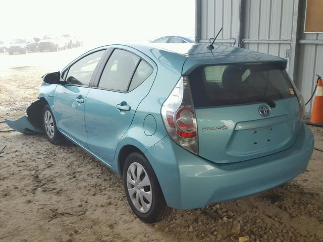 JTDKDTB31E1084529 - 2014 TOYOTA PRIUS C TEAL photo 3