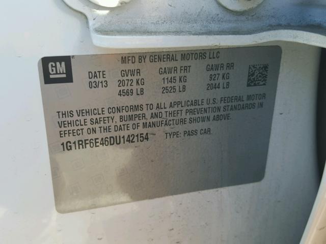 1G1RF6E46DU142154 - 2013 CHEVROLET VOLT WHITE photo 10