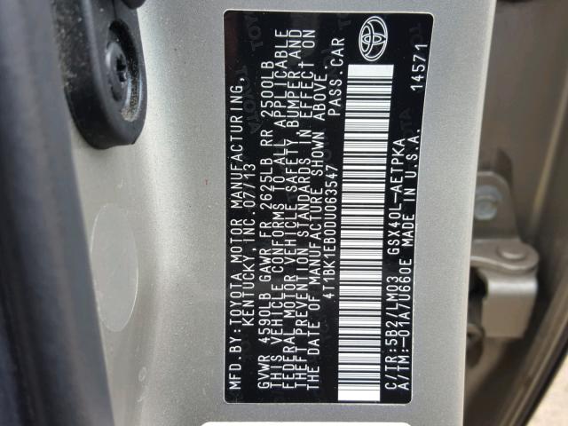 4T1BK1EB0DU063547 - 2013 TOYOTA AVALON BAS TAN photo 10