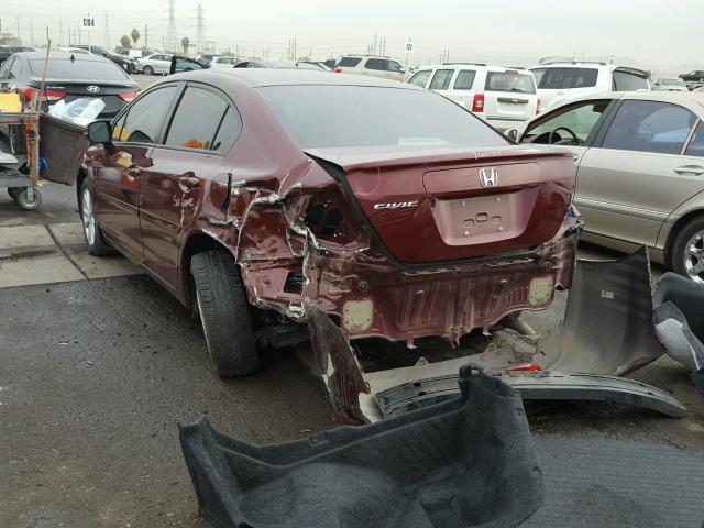 2HGFB2F87CH608516 - 2012 HONDA CIVIC EX MAROON photo 3