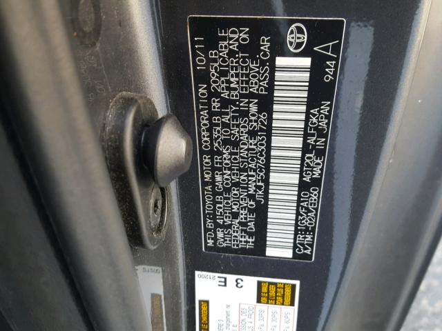 JTKJF5C76C3031726 - 2012 TOYOTA SCION TC 灰色 照片 10