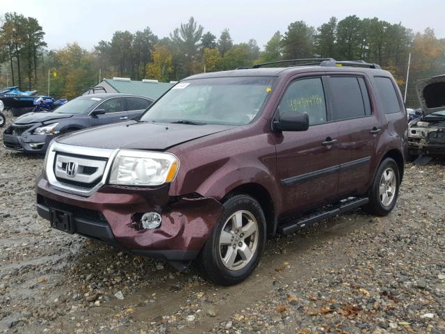 5FNYF48299B021698 - 2009 HONDA PILOT LX RED photo 2