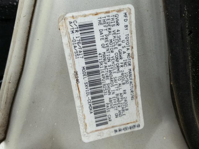 4T1SK11E4PU182531 - 1993 TOYOTA CAMRY DX SILVER photo 10