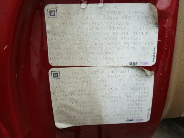 1G1BN53E0PR120040 - 1993 CHEVROLET CAPRICE CL 栗色 照片 10