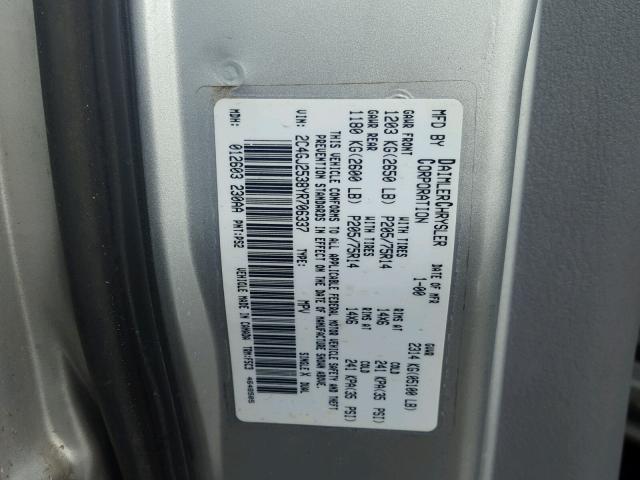 2C4GJ2538YR706337 - 2000 CHRYSLER VOYAGER GRAY photo 10