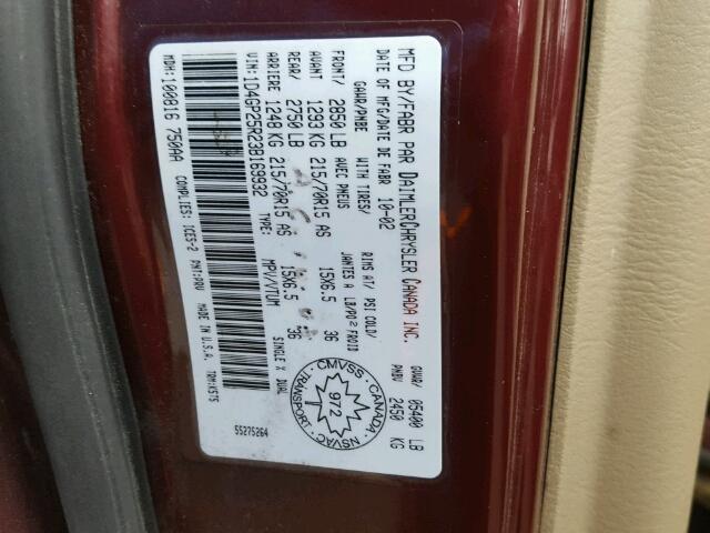 1D4GP25R23B169932 - 2003 DODGE CARAVAN SE RED photo 10