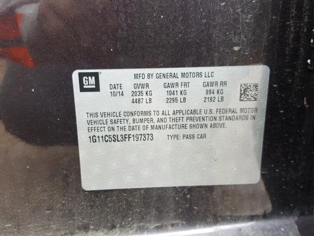 1G11C5SL3FF197373 - 2015 CHEVROLET MALIBU 1LT PURPLE photo 10