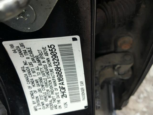 2HGFA16988H329055 - 2008 HONDA CIVIC EXL 黑色 照片 10