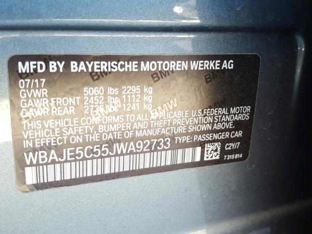 WBAJE5C55JWA92733 - 2018 BMW 540 I Синій фото 10