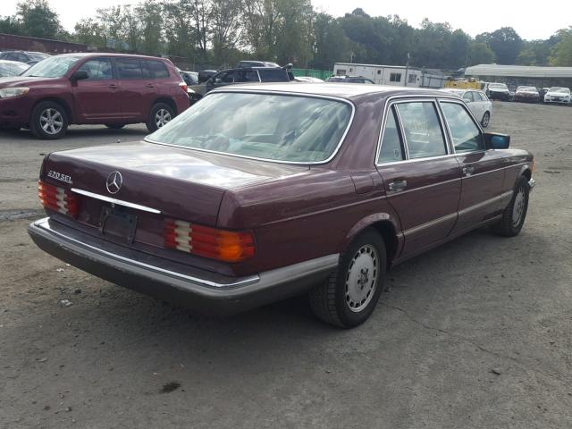 WDBCA35E5MA604092 - 1991 MERCEDES-BENZ 420 SEL MAROON photo 4