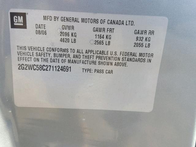2G2WC58C271124691 - 2007 PONTIAC GRAND PRIX GRAY photo 10