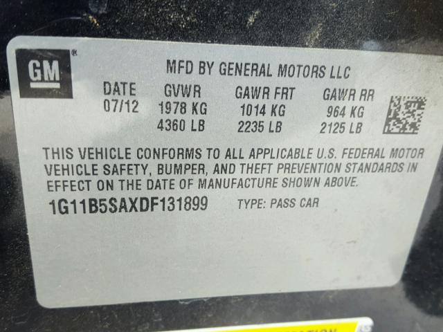 1G11B5SAXDF131899 - 2013 CHEVROLET MALIBU LS Qara foto 10