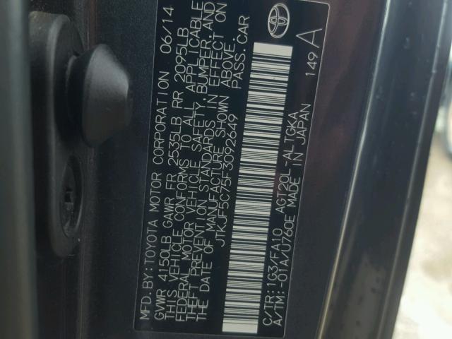 JTKJF5C75F3092649 - 2015 TOYOTA SCION TC 灰色 照片 10