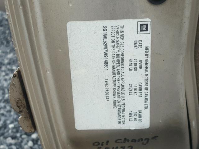 2G1WL52M7W9148801 - 1998 CHEVROLET LUMINA BAS ოქროსფერი ფოტო 10