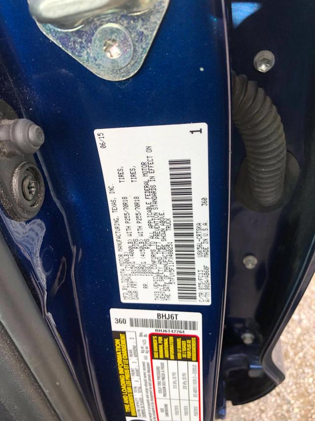 5TFUY5F11FX480251 - 2015 TOYOTA TUNDRA DOU BLUE photo 9