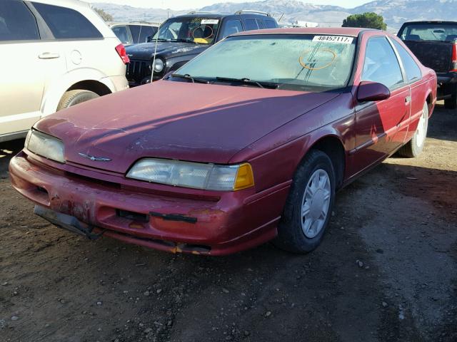 1FAPP6248PH226916 - 1993 FORD THUNDERBIR BURGUNDY photo 2