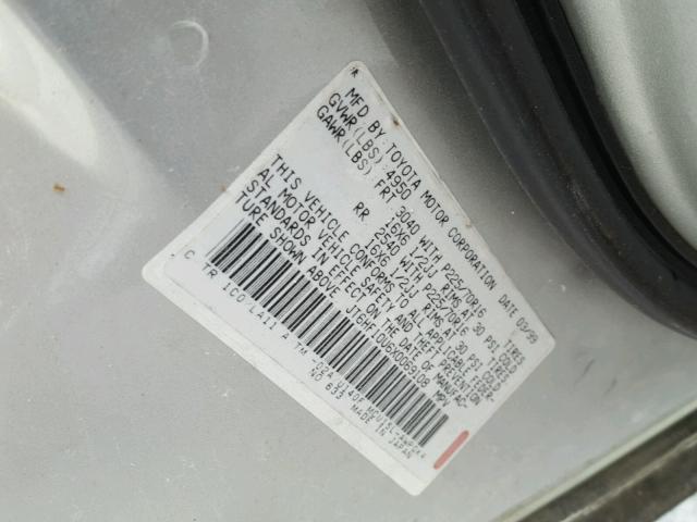 JT6HF10U6X0069108 - 1999 LEXUS RX 300 SILVER photo 10