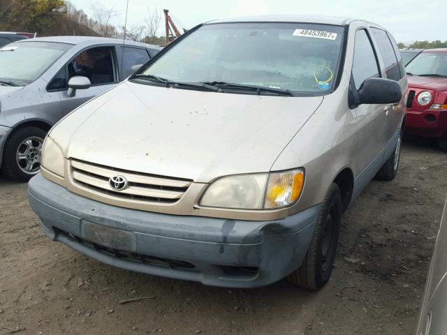 4T3ZF19CX1U345378 - 2001 TOYOTA SIENNA CE TAN photo 2