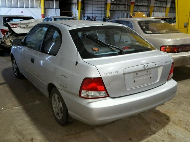 KMHCG35C62U233045 - 2002 HYUNDAI ACCENT GS SILVER photo 3