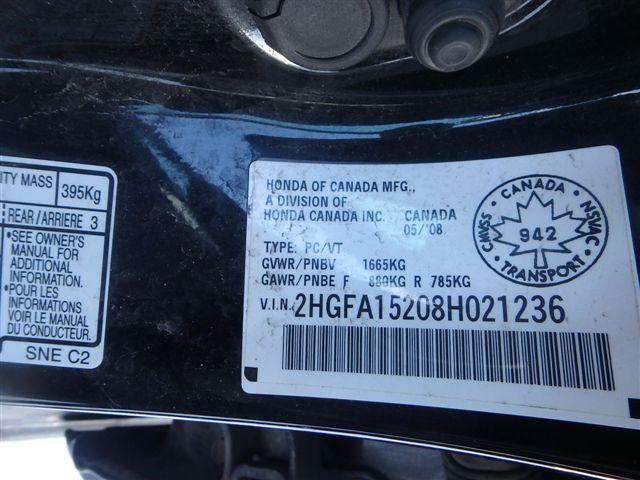 2HGFA15208H021236 - 2008 HONDA CIVIC DX BLACK photo 9