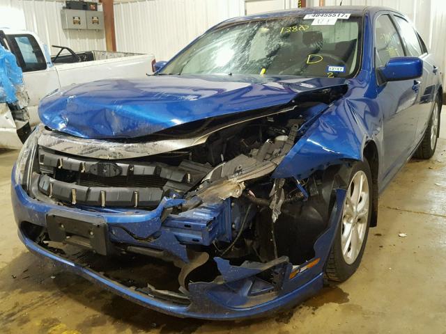 3FAHP0HA6CR121380 - 2012 FORD FUSION SE BLUE photo 2