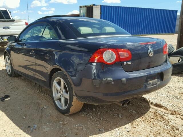 WVWDA71F07V040229 - 2007 VOLKSWAGEN EOS 2.0T S BLUE photo 3