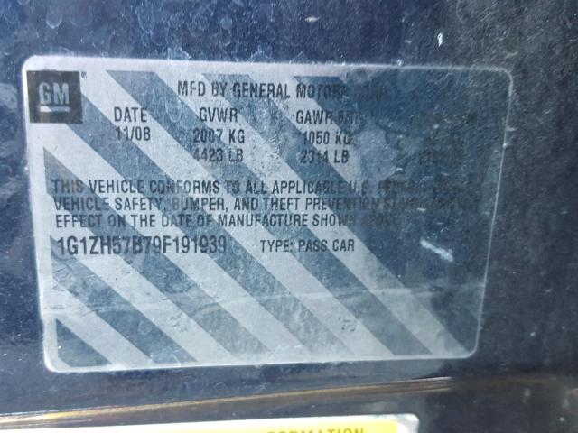 1G1ZH57B79F191939 - 2009 CHEVROLET MALIBU 1LT 蓝色 照片 10