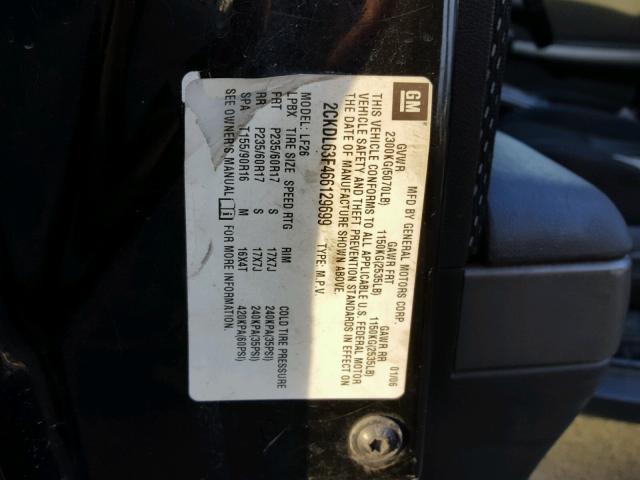 2CKDL63F466129699 - 2006 PONTIAC TORRENT BLACK photo 10