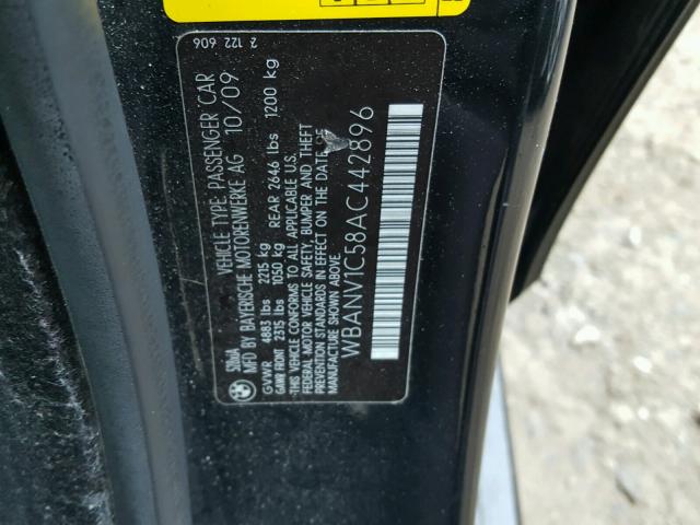 WBANV1C58AC442896 - 2010 BMW 528 XI BLACK photo 10