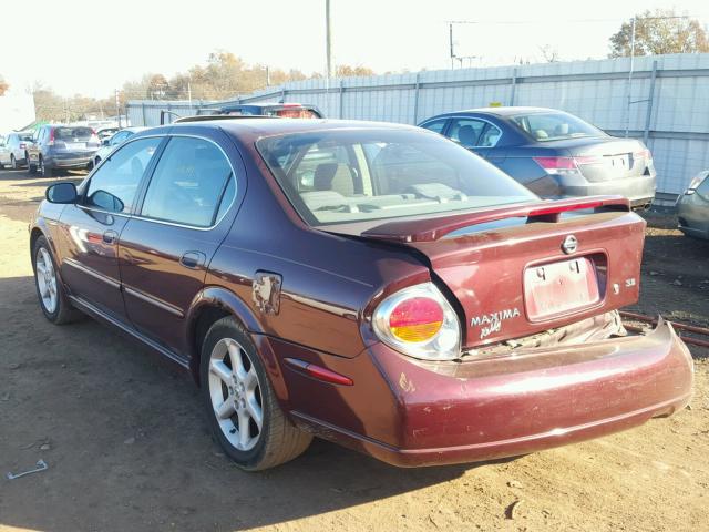 JN1DA31AX2T318980 - 2002 NISSAN MAXIMA GLE BURGUNDY photo 3