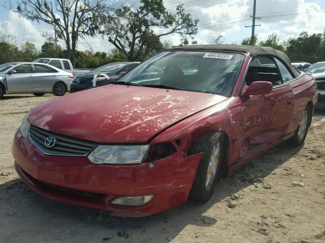 2T1FF28P72C588350 - 2002 TOYOTA CAMRY SOLA RED photo 2