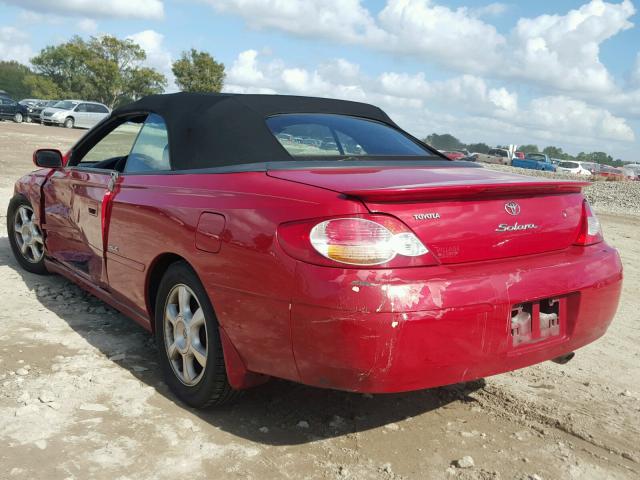 2T1FF28P72C588350 - 2002 TOYOTA CAMRY SOLA RED photo 3