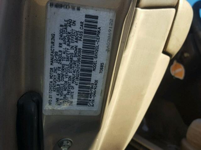 4T1BG22K0YU963088 - 2000 TOYOTA CAMRY CE TAN photo 10