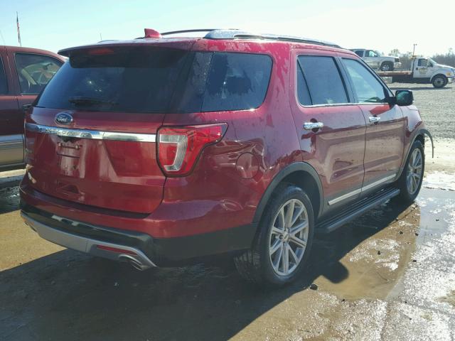 1FM5K7F88HGC12505 - 2017 FORD EXPLORER L RED photo 4